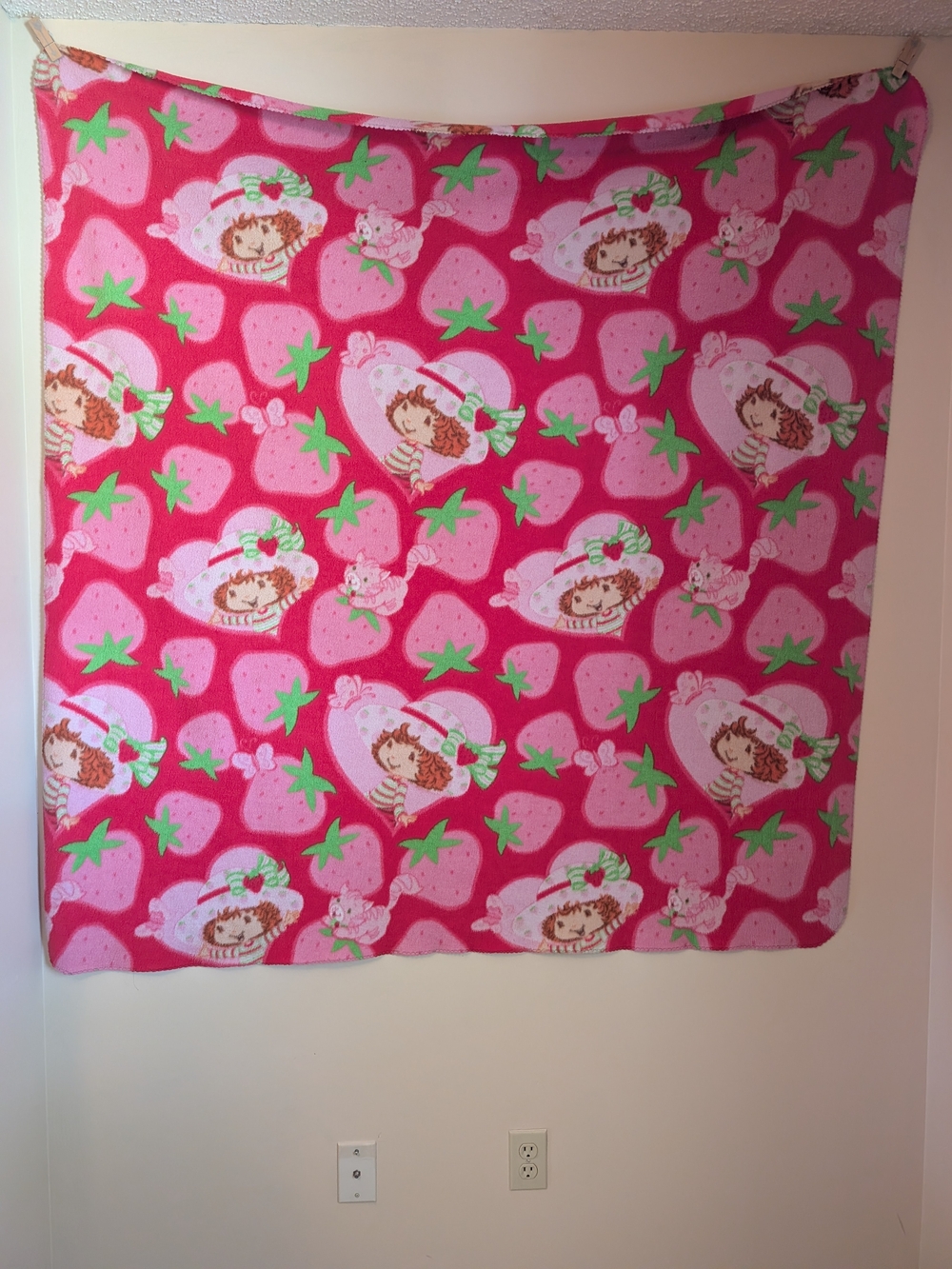 Vintage 2003 Strawberry Shortcake Fleece Blanket Throw 61x58